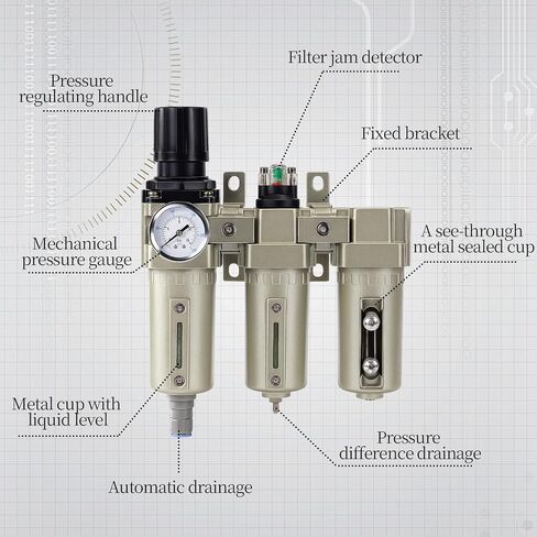Upgraded 3/4" NPT Industrial Air Compressor Dryer with Filter, 3 Stage Water Separator with Particulate Filter, Coalescing Filter, Desiccant Dryer, Air Regulator & Auto Drain in Kuwait