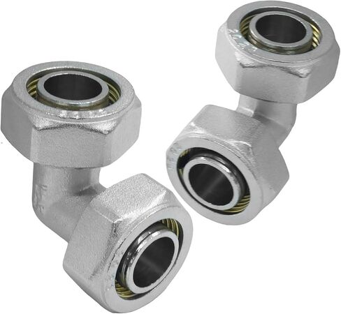 3/4" Elbow Air Piping Fittings - Heavy Duty Brass-Nickel Plated Compression Connectors for Shop & Garage Compressed Air Systems, Easy Install with Reaming Tool (2PCS) in Kuwait