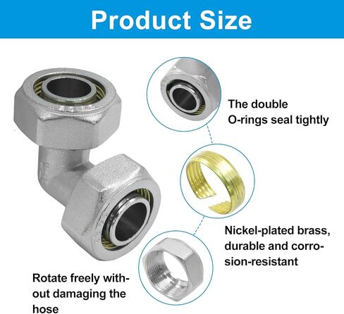 3/4" Elbow Air Piping Fittings - Heavy Duty Brass-Nickel Plated Compression Connectors for Shop & Garage Compressed Air Systems, Easy Install with Reaming Tool (2PCS) in Kuwait