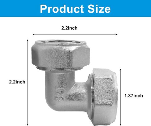 3/4" Elbow Air Piping Fittings - Heavy Duty Brass-Nickel Plated Compression Connectors for Shop & Garage Compressed Air Systems, Easy Install with Reaming Tool (2PCS) in Kuwait