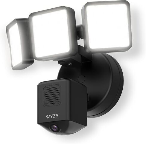 WYZE Floodlight Camera Pro, 3000-Lumen LEDs, 180° Wide View, 2K HD Outdoor Security Camera, Motion Detection, 105dB Siren, Color Night Vision, for Home Surveillance, Wired (Renewed) in Kuwait