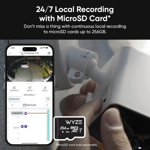 WYZE Floodlight Camera Pro, 3000-Lumen LEDs, 180° Wide View, 2K HD Outdoor Security Camera, Motion Detection, 105dB Siren, Color Night Vision, for Home Surveillance, Wired (Renewed) in Kuwait