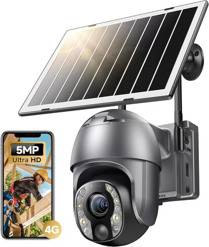 ELYSOO 5MP Cellular Security Camera Outdoor, No WiFi Security Camera with 10X Optical Zoom, 4G LTE Solar Powered Cameras, Human Detection & Auto Focus, Color Night Vision, Pan Tilt 360° Live View in Saudi Arabia