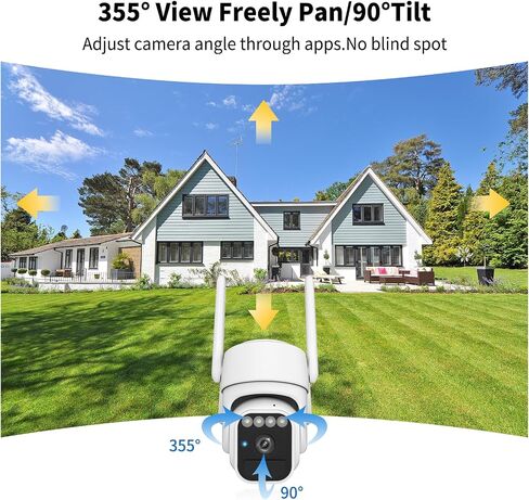 WY-LINK 360° Wi-Fi Home Solar Security Cameras Wireless Outdoor 2 Packs | 5200mAh battery with solar panel,IP65 weatherproof,color night vision,motion detection tracking,2.4G Wi-Fi only,pan/tilt in Kuwait