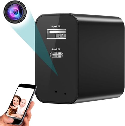 2026 Upgraded Camera Charger with WiFi Wireless Charger, 4K Security Camera Wireless Outlet Charger 160 Wide View & Remote App View (2.4GHz Nanny Cam for Home Indoor) in Kuwait