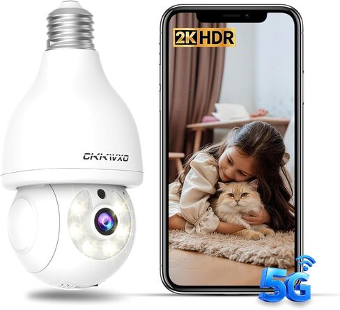 2K Wireless Light Bulb Camera, 2.4&5G WiFi Bulb Security Camera | 360° Motion Detection,Two-Way Talk,Full-color Night Vision,24/7 Recording,Smart Alerts,Work With Alexa & Google Assistant in Kuwait