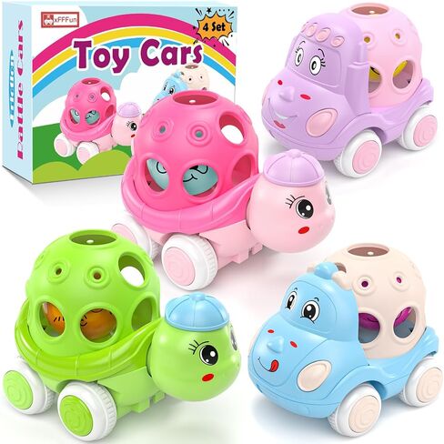 Baby Girl Toy Cars for Toddlers 1-3, Push and Go Rattle Cars | 6-9-12-18 Months 1 Year Old Baby Girl Toys,1st Birthday Girl Gifts for 1-2 Year Old, Infant Pink Friction Truck Set in Kuwait
