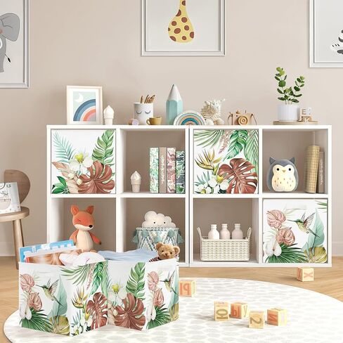 11.8" Tropical Plants Storage Cube Organizer Set 3Pcs Clothes Storage Basket Bin for Closet Shelf Monstera Leaf Palms Nursery Kid Room Book Toy Chest, Butterfly in Kuwait
