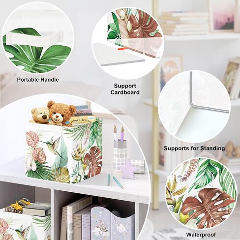 11.8" Tropical Plants Storage Cube Organizer Set 3Pcs Clothes Storage Basket Bin for Closet Shelf Monstera Leaf Palms Nursery Kid Room Book Toy Chest, Butterfly in Kuwait