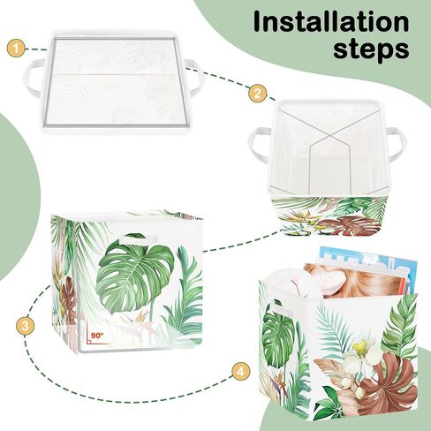 11.8" Tropical Plants Storage Cube Organizer Set 3Pcs Clothes Storage Basket Bin for Closet Shelf Monstera Leaf Palms Nursery Kid Room Book Toy Chest, Butterfly in Kuwait
