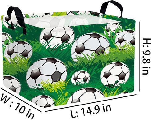 Baby Boy Collapsible Soccer Basket Kids Storage Bins (Green) | Rectangular, Foldable with handle,Toy Box Organizer, Home Room Decor in Kuwait