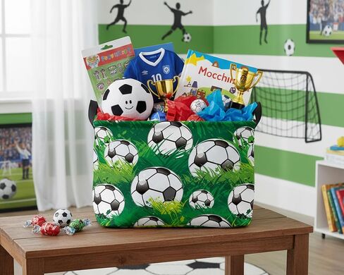 Baby Boy Collapsible Soccer Basket Kids Storage Bins (Green) | Rectangular, Foldable with handle,Toy Box Organizer, Home Room Decor in Kuwait
