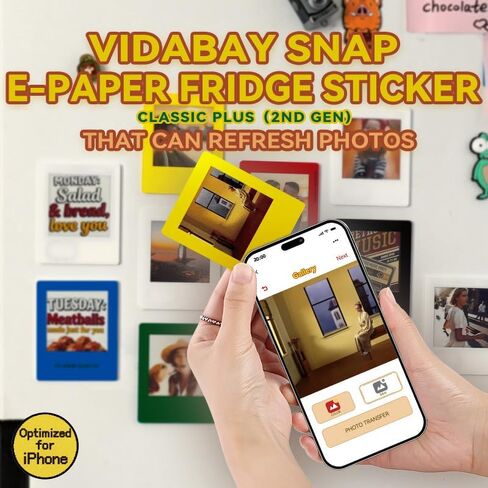 E-Paper Fridge Magnet Classic Plus, E-Ink Battery-Free Instant Photo Style Display, Wireless NFC Picture Frame, Phone-Controlled Acrylic Memo Board for Party/Travel/Home & Gifts in Kuwait