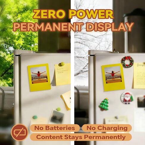 E-Paper Fridge Magnet Classic Plus, E-Ink Battery-Free Instant Photo Style Display, Wireless NFC Picture Frame, Phone-Controlled Acrylic Memo Board for Party/Travel/Home & Gifts in Kuwait