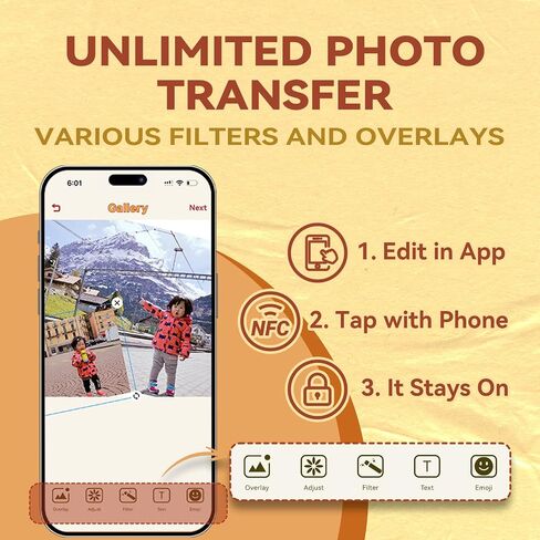 E-Paper Fridge Magnet Classic Plus, E-Ink Battery-Free Instant Photo Style Display, Wireless NFC Picture Frame, Phone-Controlled Acrylic Memo Board for Party/Travel/Home & Gifts in Kuwait