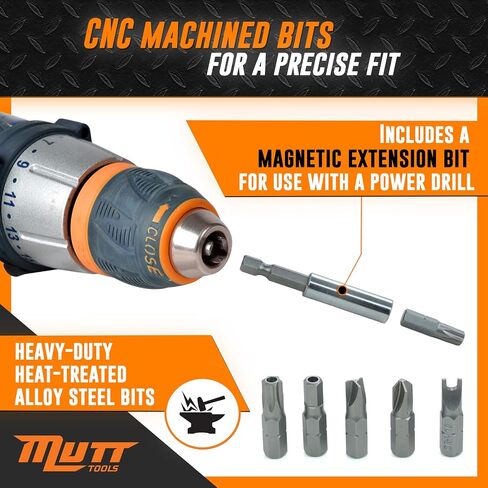 Mutt Tools 33pc Security Bit Set Torx Hex Spanner Tri Wing Tamperproof Bits | 33 Piece, Torx Hex Spanner, Tamperproof, Chrome Vanadium, Storage Case in Kuwait