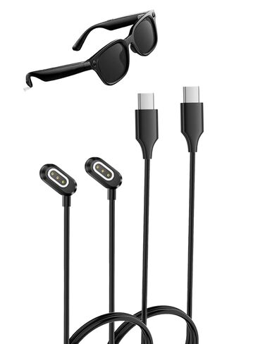 [2 Pack] for Rokid Glasses/AI Glasses Charging Cable, 3-Layer Safe Charging Protection, Ultra-Soft Flexible Cable, Safe Material(Not for Rokid Ar Glasses),Black in Kuwait