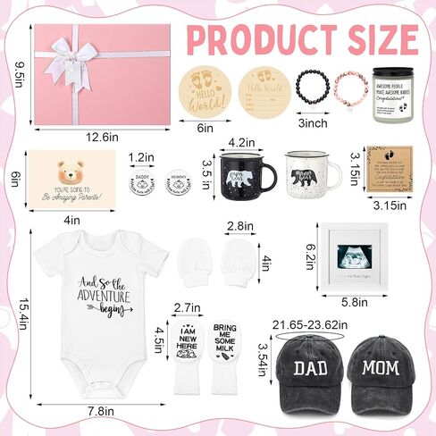 Teenyyou 15 Pcs New Mom Gifts for Women Pregnancy Announcement for New Parents Gender Reveal Gifts Bear Mug Decision Coin Baby Socks Bodysuit Set for First Time Mom Expecting Parents to Be Baby Shower in Kuwait