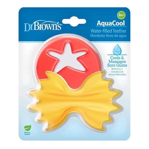 Dr. Brown's Aqua Cool Water-Filled Baby Teether, 2-Pack - Pasta/Tomato, 3m+ | Cooling Teether Toy for Babies, Soothes Sore Gums, Fun Pasta and Tomato Shapes, BPA-Free in Kuwait