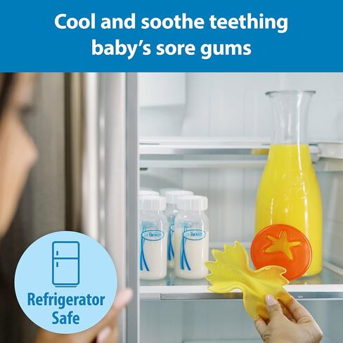 Dr. Brown's Aqua Cool Water-Filled Baby Teether, 2-Pack - Pasta/Tomato, 3m+ | Cooling Teether Toy for Babies, Soothes Sore Gums, Fun Pasta and Tomato Shapes, BPA-Free in Kuwait