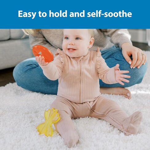 Dr. Brown's Aqua Cool Water-Filled Baby Teether, 2-Pack - Pasta/Tomato, 3m+ | Cooling Teether Toy for Babies, Soothes Sore Gums, Fun Pasta and Tomato Shapes, BPA-Free in Kuwait