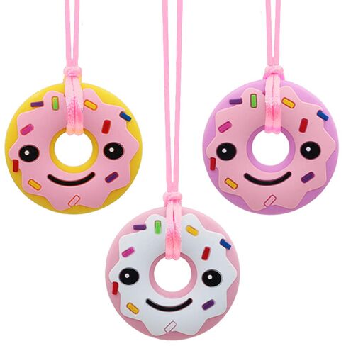 Sensory Chew Necklace for Adult, 3 Pack Silicone Donut Chewing Necklace for Teens Chewers, Anxiety Chewable Necklace for Autism ADHD SPD PICA and Oral Motor Chewing Needs in Kuwait