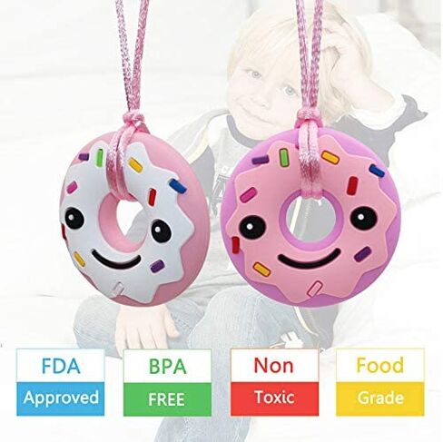 Sensory Chew Necklace for Adult, 3 Pack Silicone Donut Chewing Necklace for Teens Chewers, Anxiety Chewable Necklace for Autism ADHD SPD PICA and Oral Motor Chewing Needs in Kuwait