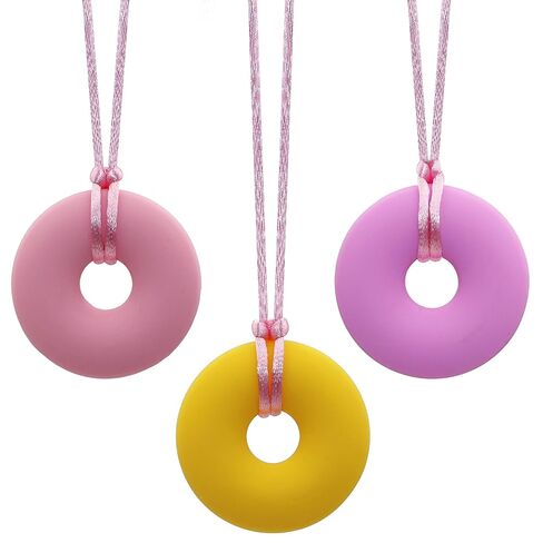 Sensory Chew Necklace for Adult, 3 Pack Silicone Donut Chewing Necklace for Teens Chewers, Anxiety Chewable Necklace for Autism ADHD SPD PICA and Oral Motor Chewing Needs in Kuwait