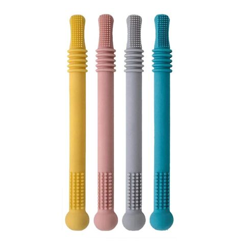 Hollow, Silicone Baby Teething Toys Chew Straw for Infants 0-6 Months, with Soft Massage Teeth and BPA Food Grade Material (Mixed Color) in Kuwait