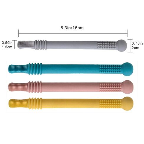 Hollow, Silicone Baby Teething Toys Chew Straw for Infants 0-6 Months, with Soft Massage Teeth and BPA Food Grade Material (Mixed Color) in Kuwait