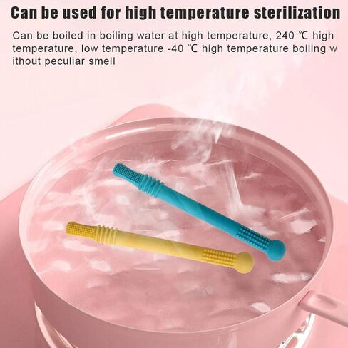 Hollow, Silicone Baby Teething Toys Chew Straw for Infants 0-6 Months, with Soft Massage Teeth and BPA Food Grade Material (Mixed Color) in Kuwait