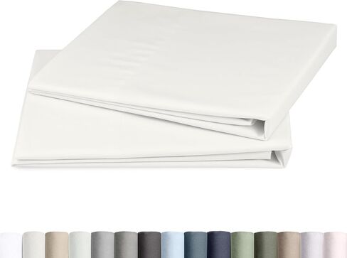 California Design Den 100% Egyptian Cotton Pillow Cases Standard Size | Certified Crisp & Breathable 2 Percale Pillowcases Fits Standard & Queen Pillows, Envelope Closure, Backed by GH Seal - White in Kuwait