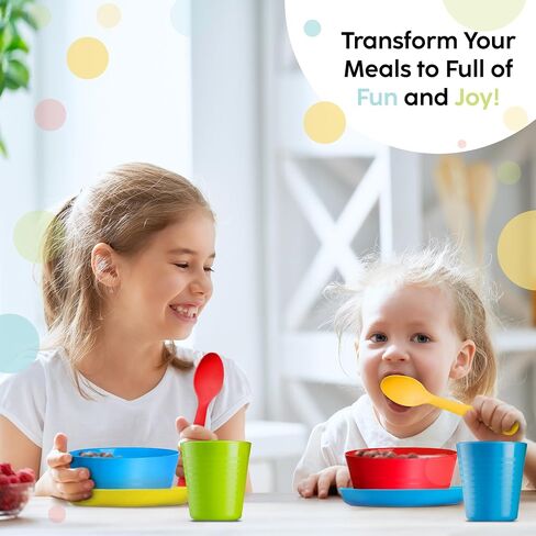 PLASKIDY Kids Plastic Cups Set of 12 Toddler Cups 8 Ounce Children Drinking Tumblers - Reusable Dishwasher Safe BPA Free in Kuwait