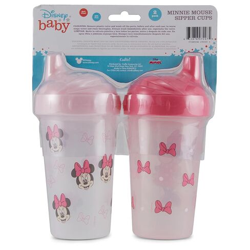 Disney Toddler Sippy Cups for Girls | 10 Ounce Minnie Mouse Sippy Cup Pack of Two with Straw and Lid | Durable Blue Leak Proof Travel Water Bottle for Toddlers in Kuwait