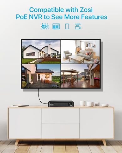 ZOSI 2 Pack 5MP 3K Add-on Security POE Camera with Cable, 2880 x 1620 Indoor Outdoor Bullet IP Camera, 120ft Night Vision, 3.6mm Lens, 95°View Angle, IP66 Weatherproof (Only Work PoE NVR) in Kuwait