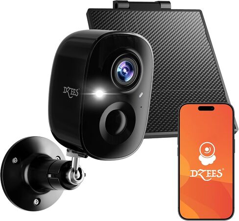 Dzees 2K Solar Security Cameras, Indoor/Outdoor, Spotlight, Siren, 2-Pack | PIR and AI detection, color night vision, 2.4GHz WiFi, IP66, local SD and cloud storage in Saudi Arabia