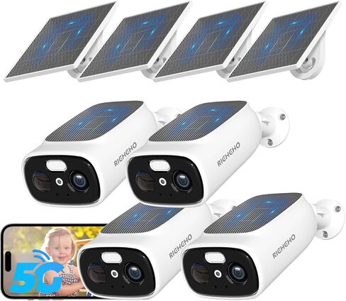 2.4G/5G WiFi Camera for Home Security with Double Solar Panels,IP66 | 2K Solar Security Camera Wireless Outdoor, Color Night Vision, 2-Way Talk, Spotlight, Siren, Cloud/SD, PIR Detection, w/Alexa in Kuwait