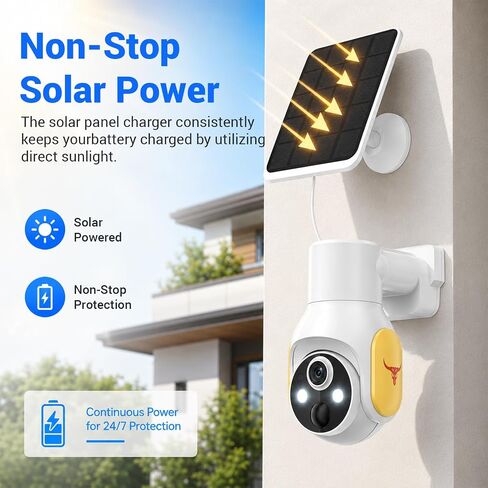 1080p Security Camera Wireless with Solar Panel, Smart AI Human Detection, 2-Way Audio, Color Night Vision, Built-in 4G SIM, Cloud Storage, Indoor/Outdoor Surveillance Bullet Cam (4G) in Kuwait