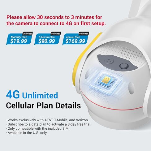 1080p Security Camera Wireless with Solar Panel, Smart AI Human Detection, 2-Way Audio, Color Night Vision, Built-in 4G SIM, Cloud Storage, Indoor/Outdoor Surveillance Bullet Cam (4G) in Kuwait