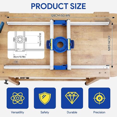 50 Inch Benchtop Board Slab Flattening Jig, Adjustable Router Sled | Durable Tabletop Tool with Precise Rail and Low-Friction Slide for Wooden Slabs, End-Grain Boards and Resin Projects in Kuwait