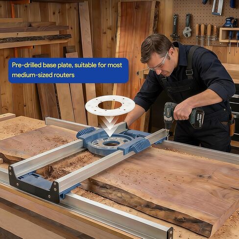 50 Inch Benchtop Board Slab Flattening Jig, Adjustable Router Sled | Durable Tabletop Tool with Precise Rail and Low-Friction Slide for Wooden Slabs, End-Grain Boards and Resin Projects in Kuwait