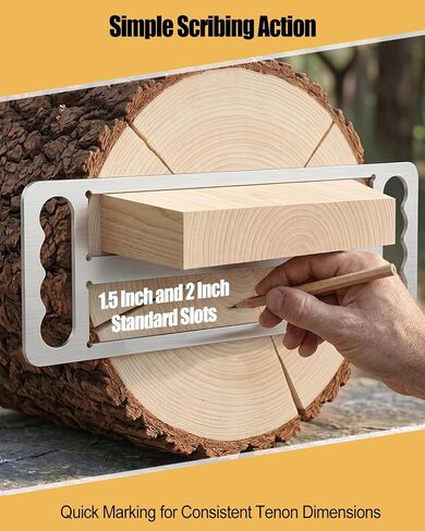 Timber Frame Tenon Gauge with Handle, Stainless Steel Mortise Marking Tool | Durable Woodworking Scribing Jig for Carpenters, Anti-Scratch Precision Layout Gauge for Framing Projects in Kuwait