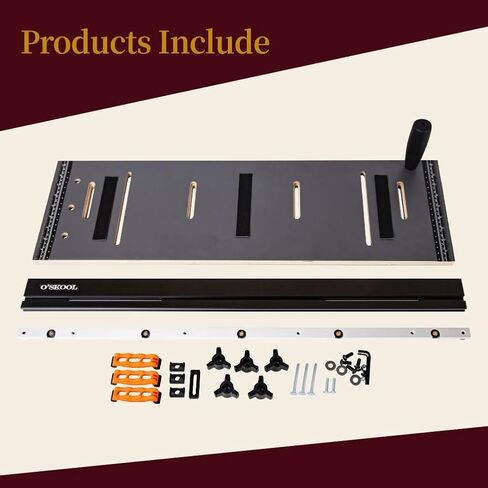 O'SKOOL Table Saw Taper Jig with Plastic Hold Down Clamps and Aluminum Fence | Table Saw Taper Sled for Straight-Line Ripping and Tapered Table and Chair Legs in Kuwait