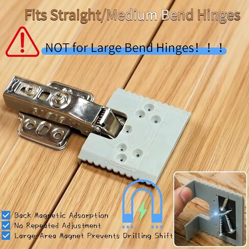 6PCS Magnetic Door Hinge Jig, 2mm Gap, 90 Degree Cabinet Alignment Tool | 2026 upgraded drilling template with magnetic backing for cabinet doors, woodworking, furniture installation and repair in Kuwait
