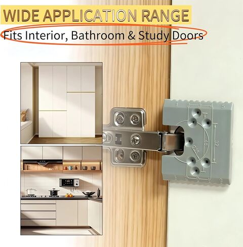6PCS Magnetic Door Hinge Jig, 2mm Gap, 90 Degree Cabinet Alignment Tool | 2026 upgraded drilling template with magnetic backing for cabinet doors, woodworking, furniture installation and repair in Kuwait