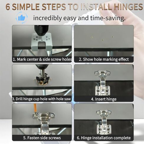 6PCS Magnetic Door Hinge Jig, 2mm Gap, 90 Degree Cabinet Alignment Tool | 2026 upgraded drilling template with magnetic backing for cabinet doors, woodworking, furniture installation and repair in Kuwait