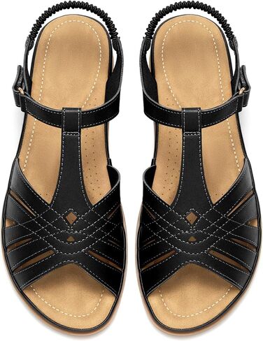 Womens Dressy Flat Sandals: Open Peep Toe Soft Cushion & Cutout Upper - All-Day Comfort Summer Fisherman Sandals for Casual Walking Vacation in Kuwait