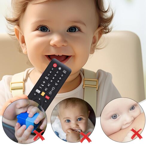 TV Remote Teether for 3-12-18 Months Babies Remote Shape Toddlers Chew Toys Baby Teething Toys Food Grade Silicone Teether for for Boys and Girls Sensory Toy in Kuwait
