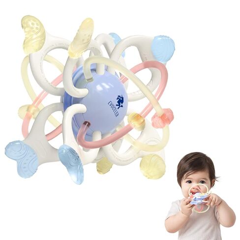 Mini Teething Toys for Baby, Soft Silicone Teether Ball, Portable BPA Free | Food-Grade Silicone Mini Teether Supports Chewing, Easy Grasping & Sensory Development with Compact Design for Travel in Kuwait