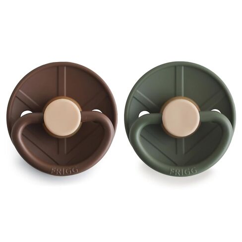 FRIGG Little Viking Natural Rubber Baby Pacifier 2-Pack | Made in Denmark | BPA-Free (Cocoa/Olive, 6-18 Months) in Kuwait